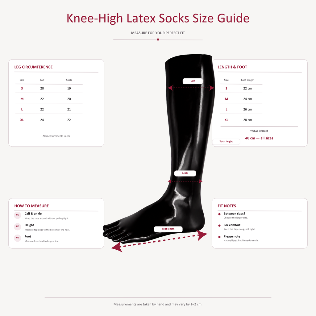 Latexsocken in Wadenlänge