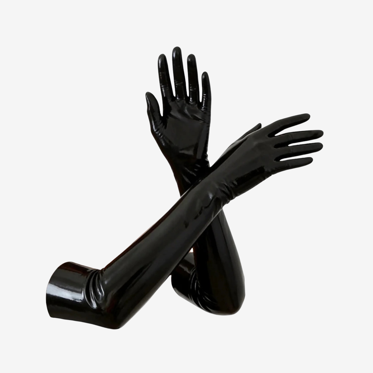 Lange Latexhandschuhe über dem Ellenbogen
