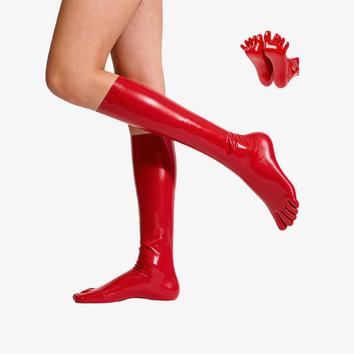 Latexsocken in Wadenlänge